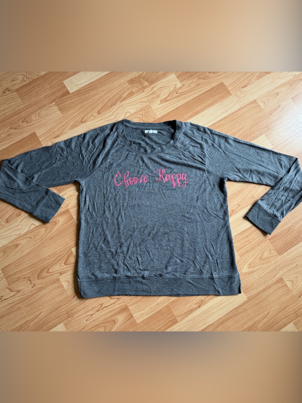 Maurices Gray Sweatshirt with Pink "Choose Happy" Script